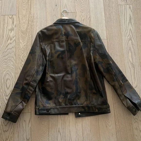 Mens Camo Leather Jacket/ Chrome Hearts Leather